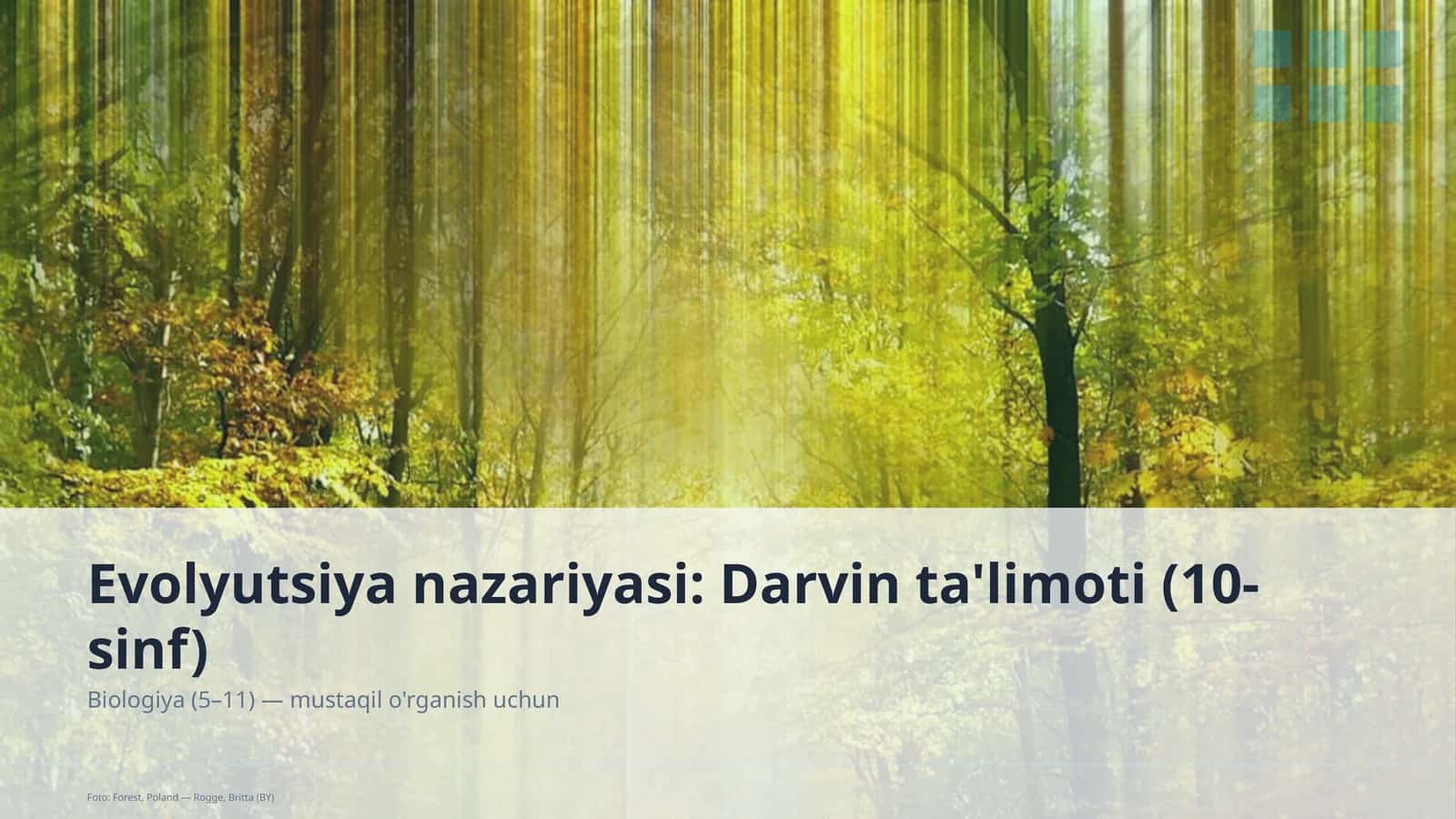 Evolyutsiya nazariyasi: Darvin ta'limoti (10-sinf)