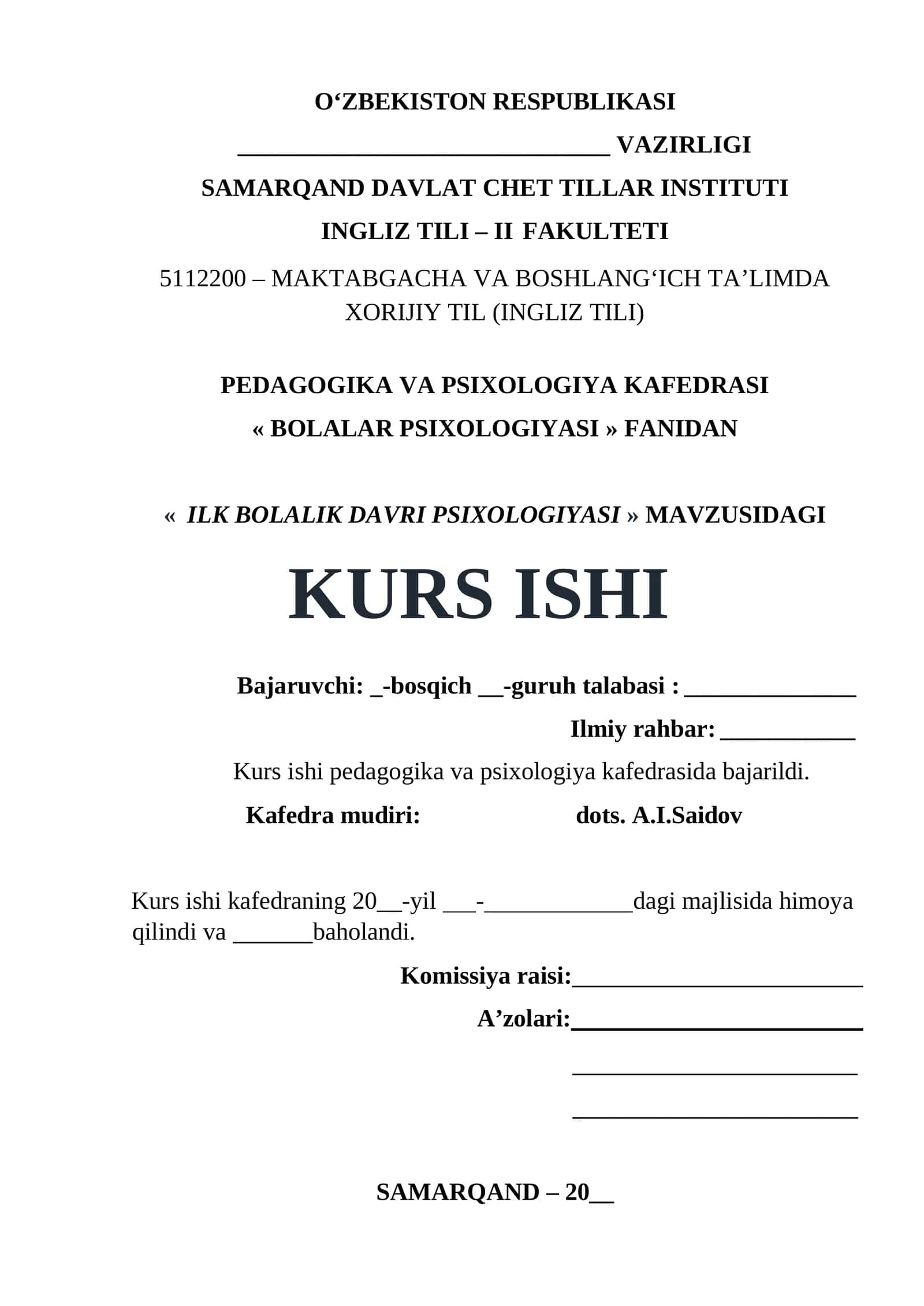 ILK BOLALIK DAVRI PSIXOLOGIYASI