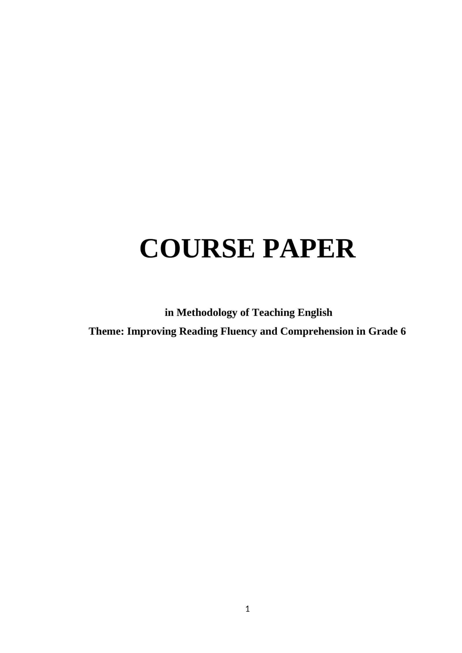 Improving Reading Fluency and Comprehension in Grade 6