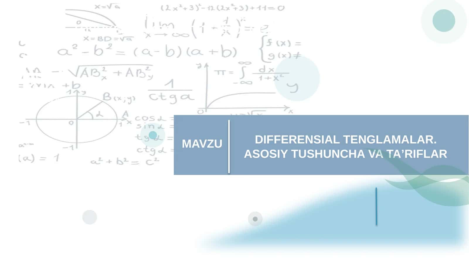 DIFFERENSIAL TENGLAMALAR 1