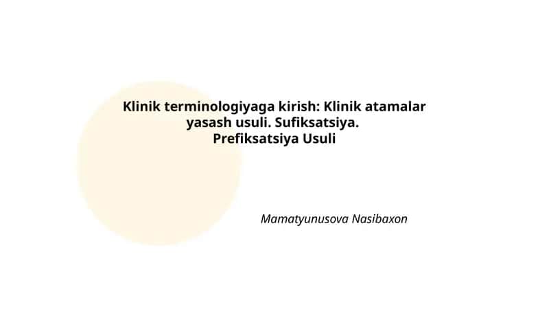 Klinik terminologiyaga kirish