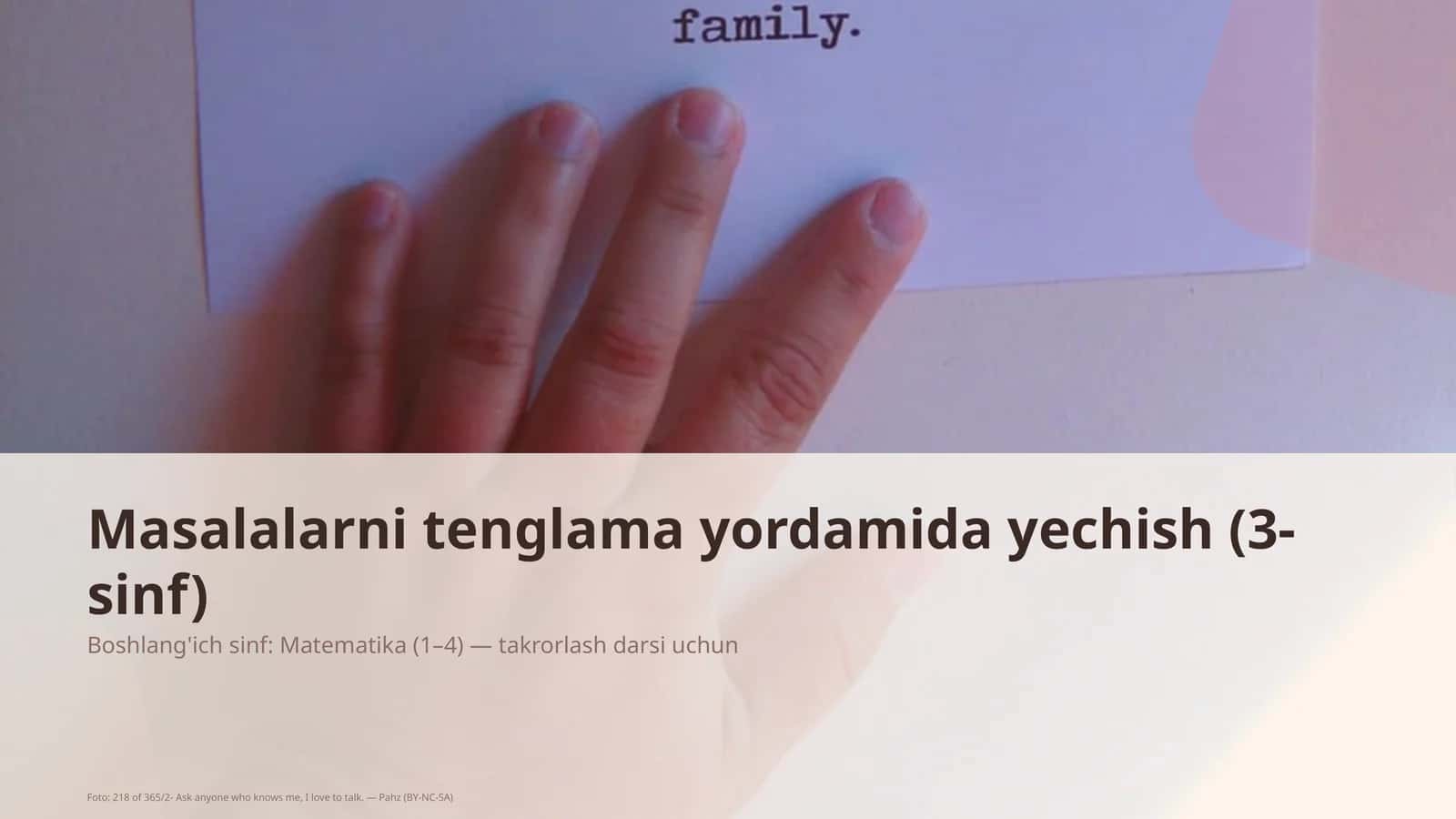 Masalalarni tenglama yordamida yechish (3-sinf)