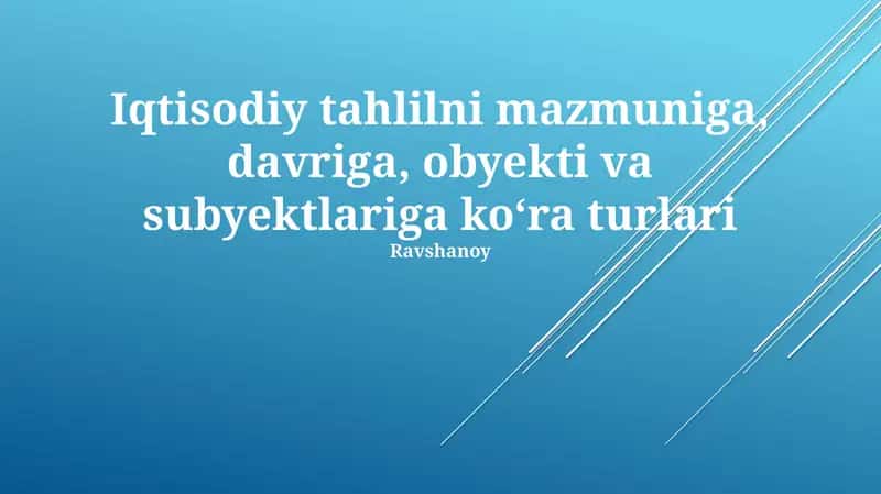 Iqtisodiy tahlil turlari