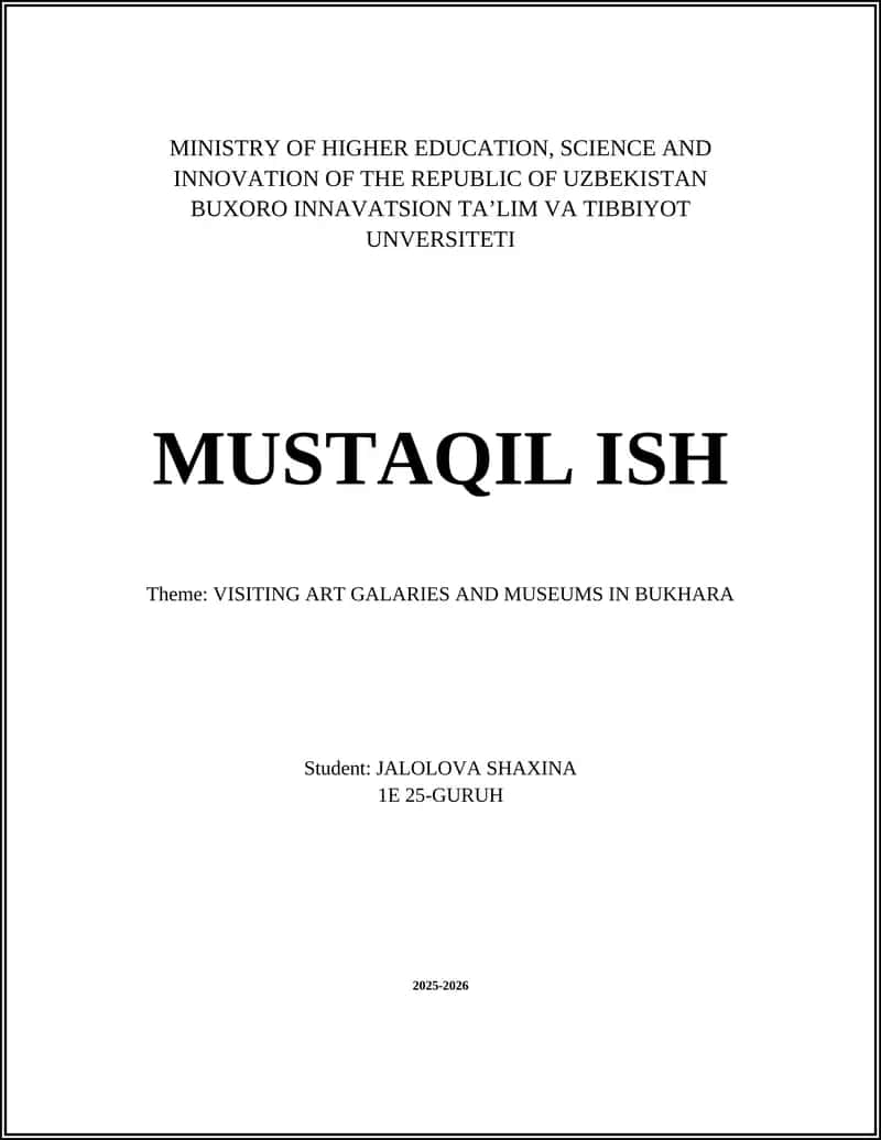 VISITING ART GALARIES AND MUSEUMS IN BUKHARA