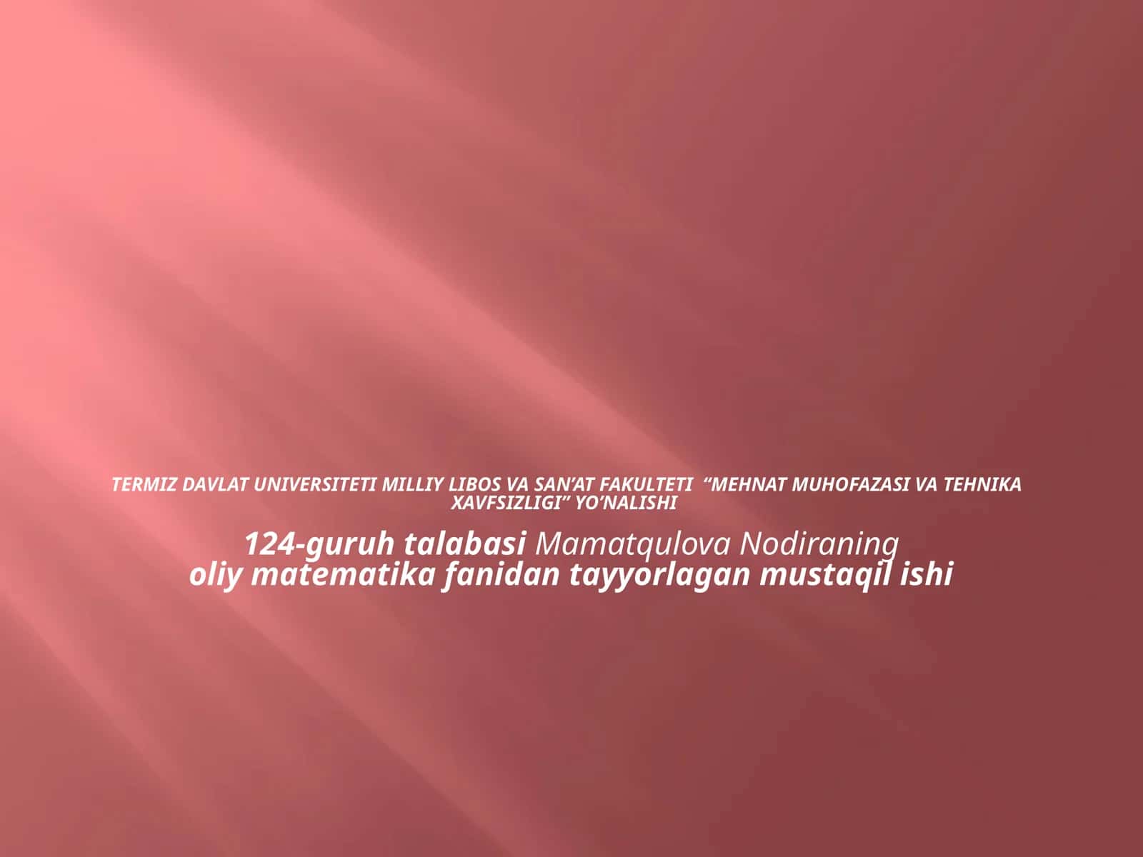 To’plamlar va ular ustida amallar
