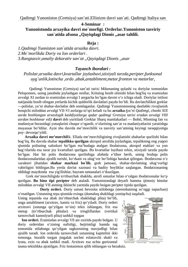 Qadimgi Yunoniston (Gretsiya) san’ati
