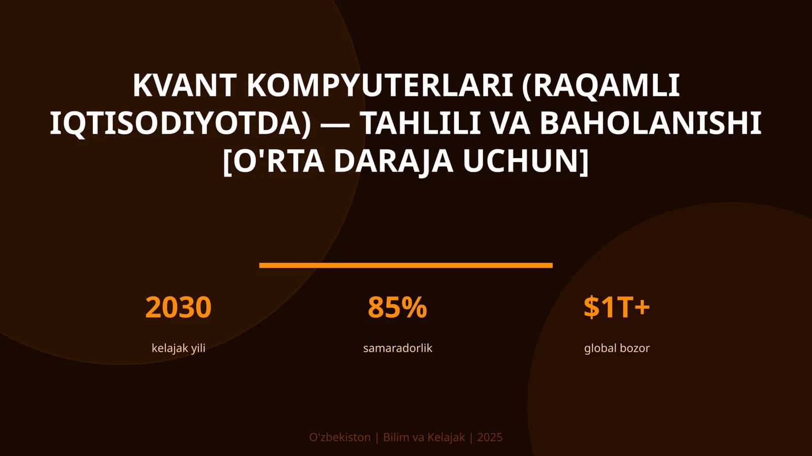 Kvant kompyuterlari (raqamli iqtisodiyotda) — tahlili va baholanishi [o'rta daraja uchun]