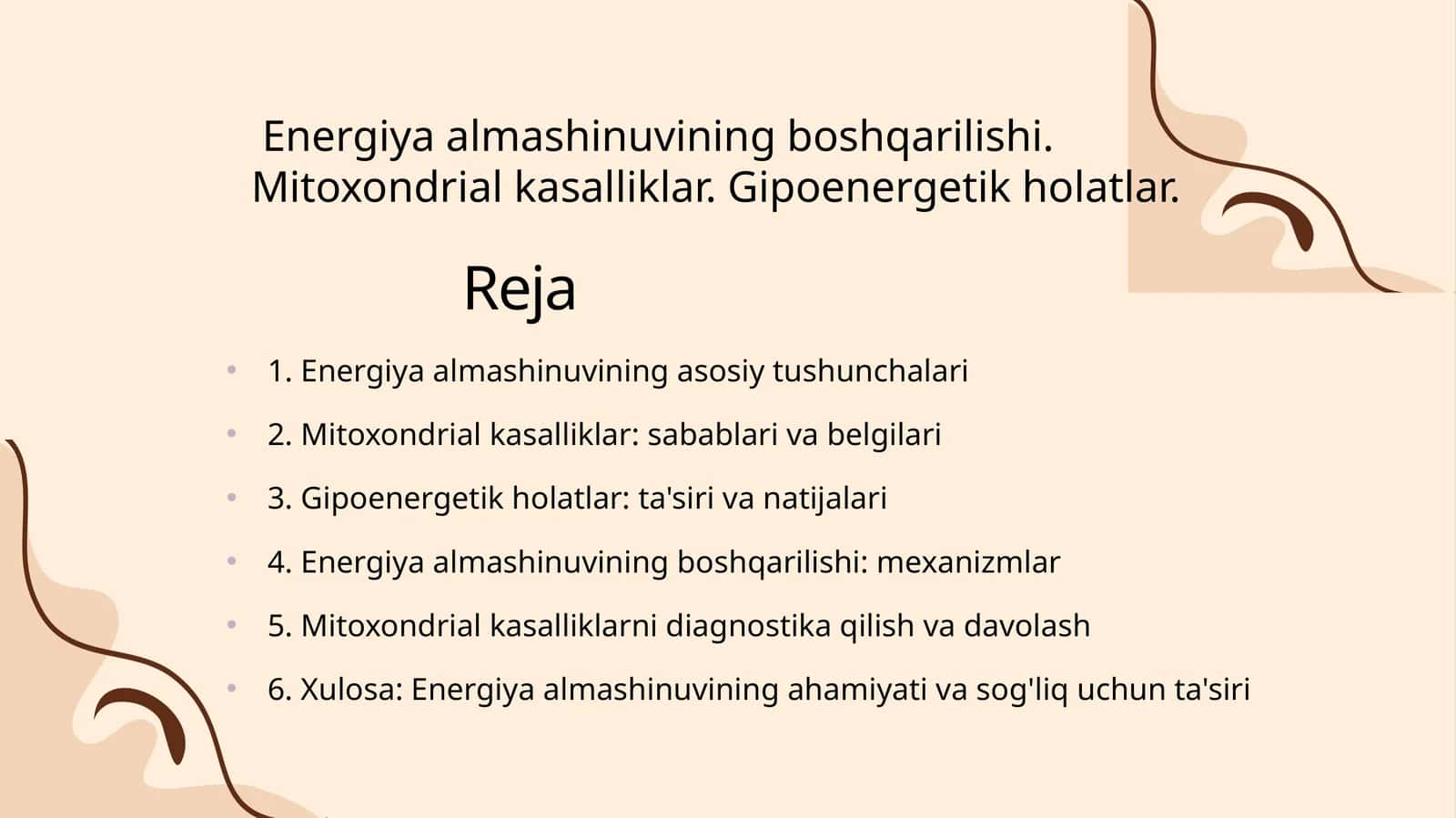 Energiya almashinuvining boshqarilishi