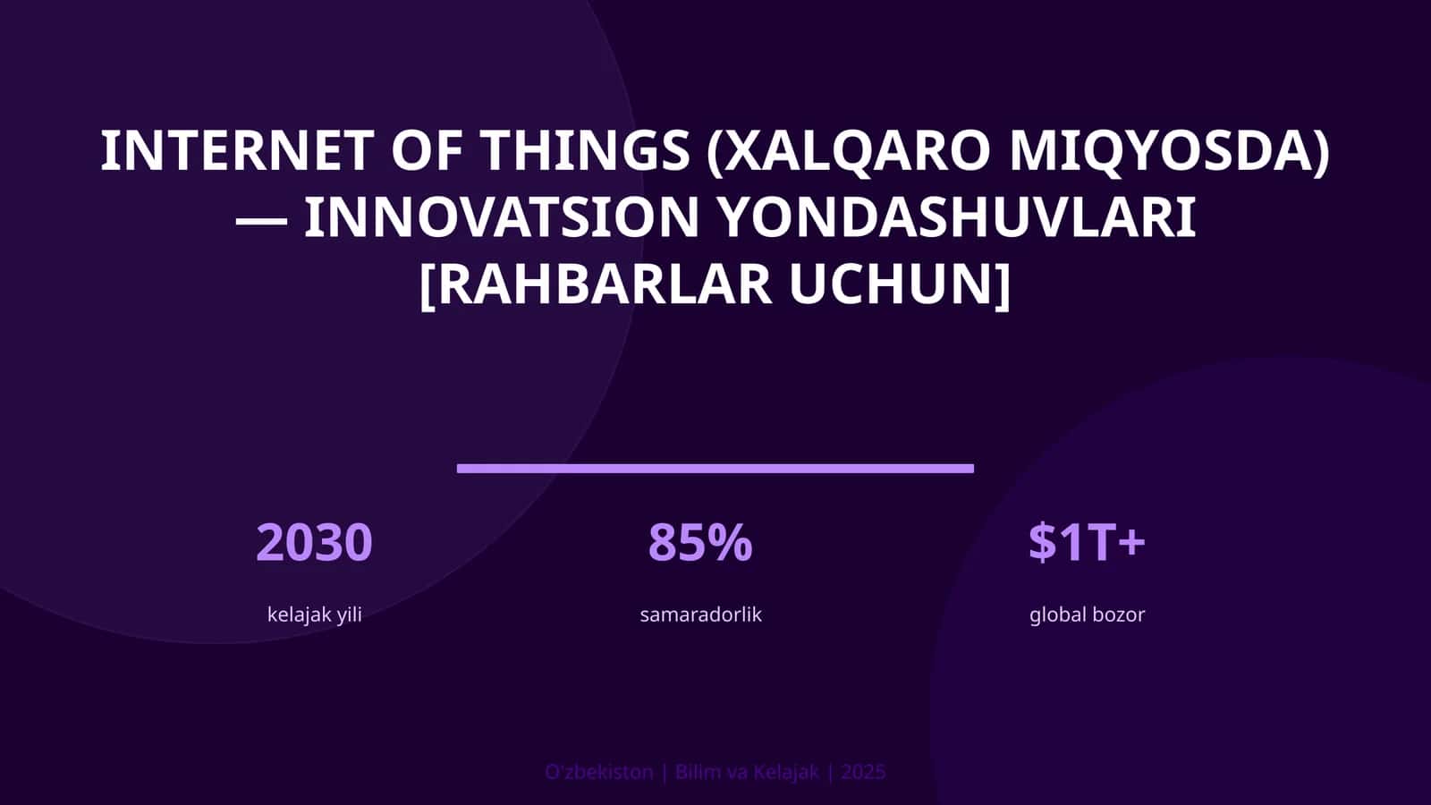 Internet of Things (XALQARO MIQYOSDA) — INNOVATSION YONDASHUVLARI [RAHBARLAR UCHUN]