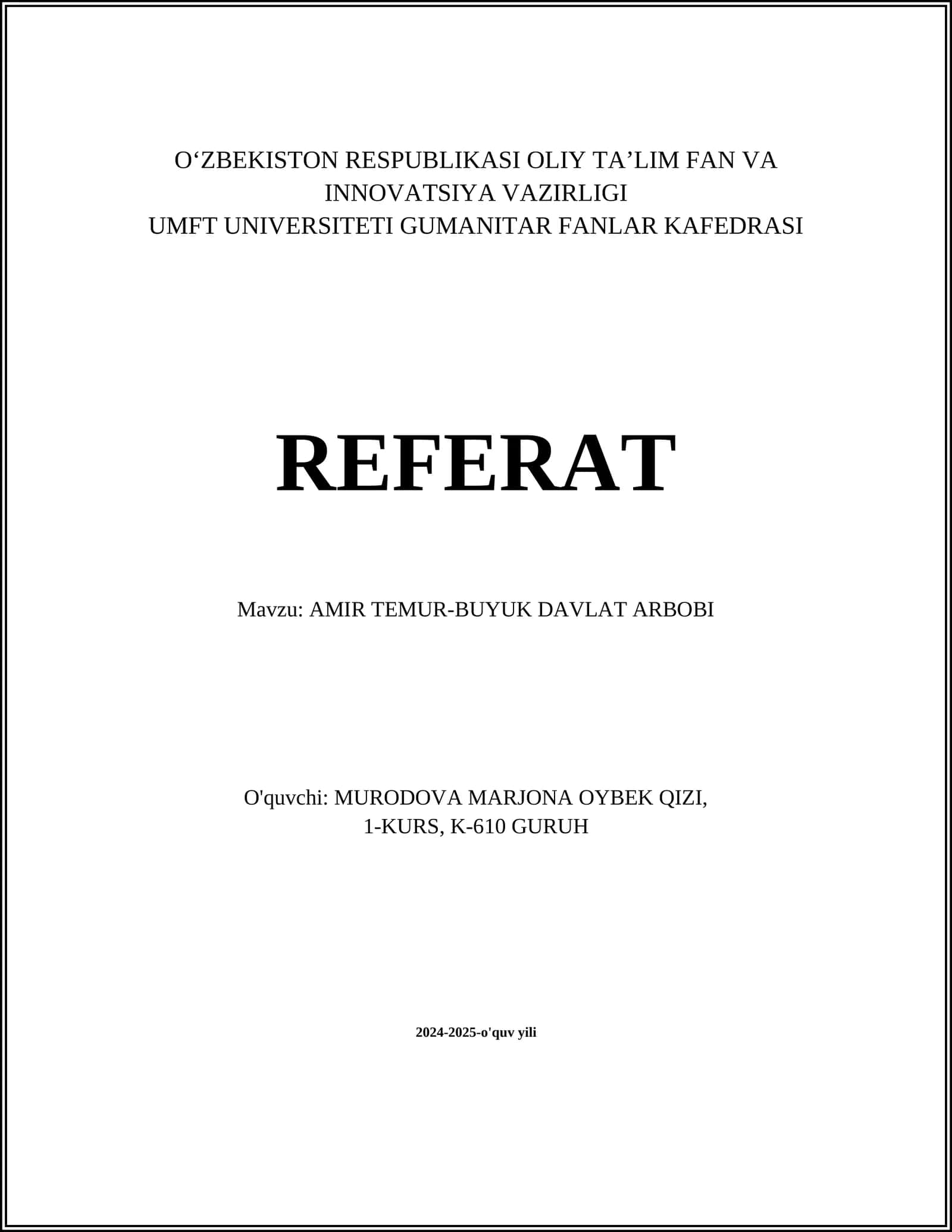 Amir Temur-Buyuk Davlat Arbob