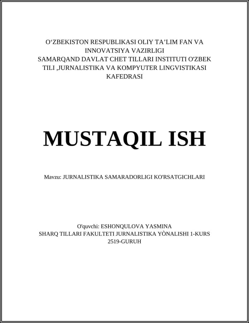 Jurnalistika samaradorligi ko'rsatgichlari