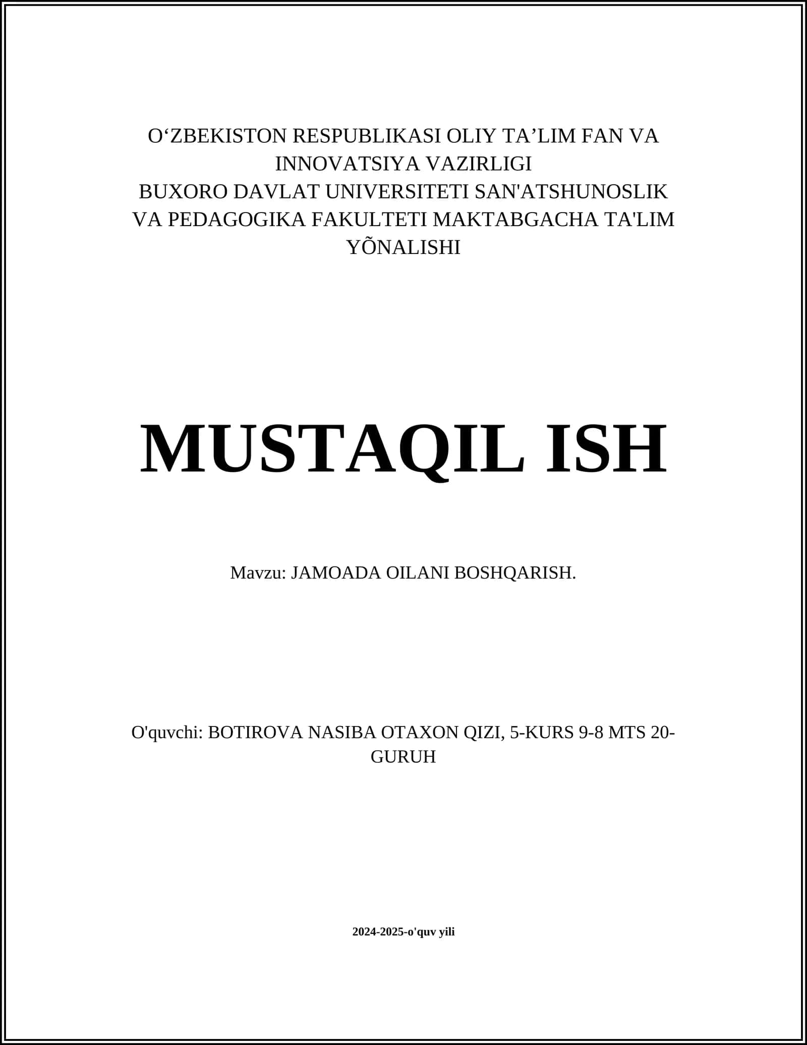 JAMOADA OILANI BOSHQARISH