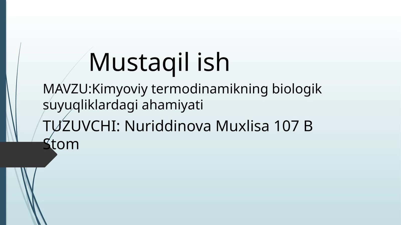 Kimyoviy termodinamikaning biologik suyuqliklardagi ahamiyati
