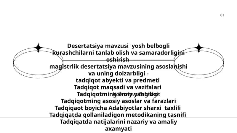 Desertatsiya mavzusi yosh belbogli kurashchilarni tanlab olish va samaradorligini oshirish