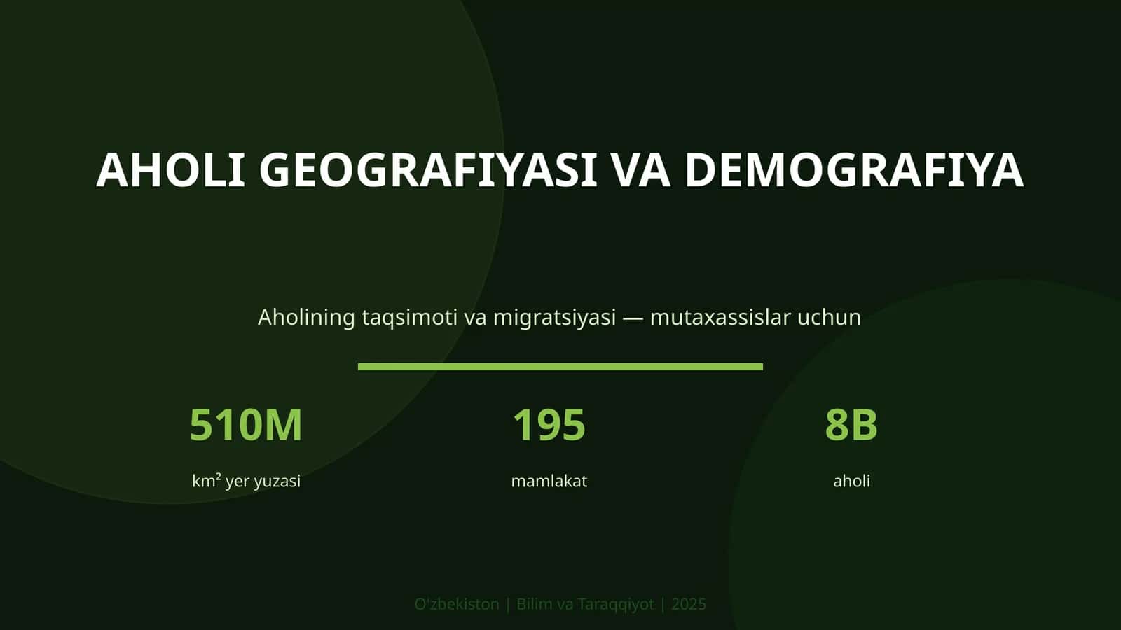 AHOLI GEOGRAFIYASI VA DEMOGRAFIYA