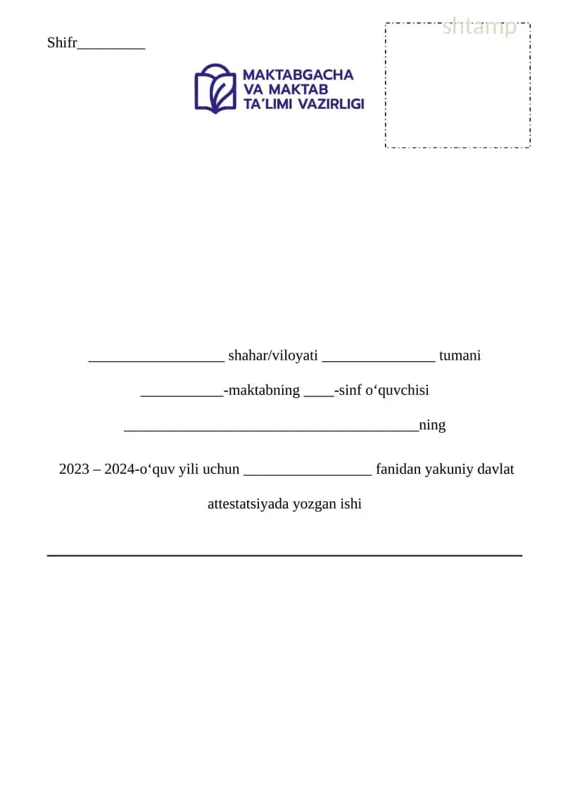 Yakuniy davlat attestatsiyada yozgan ishi (8-variant)