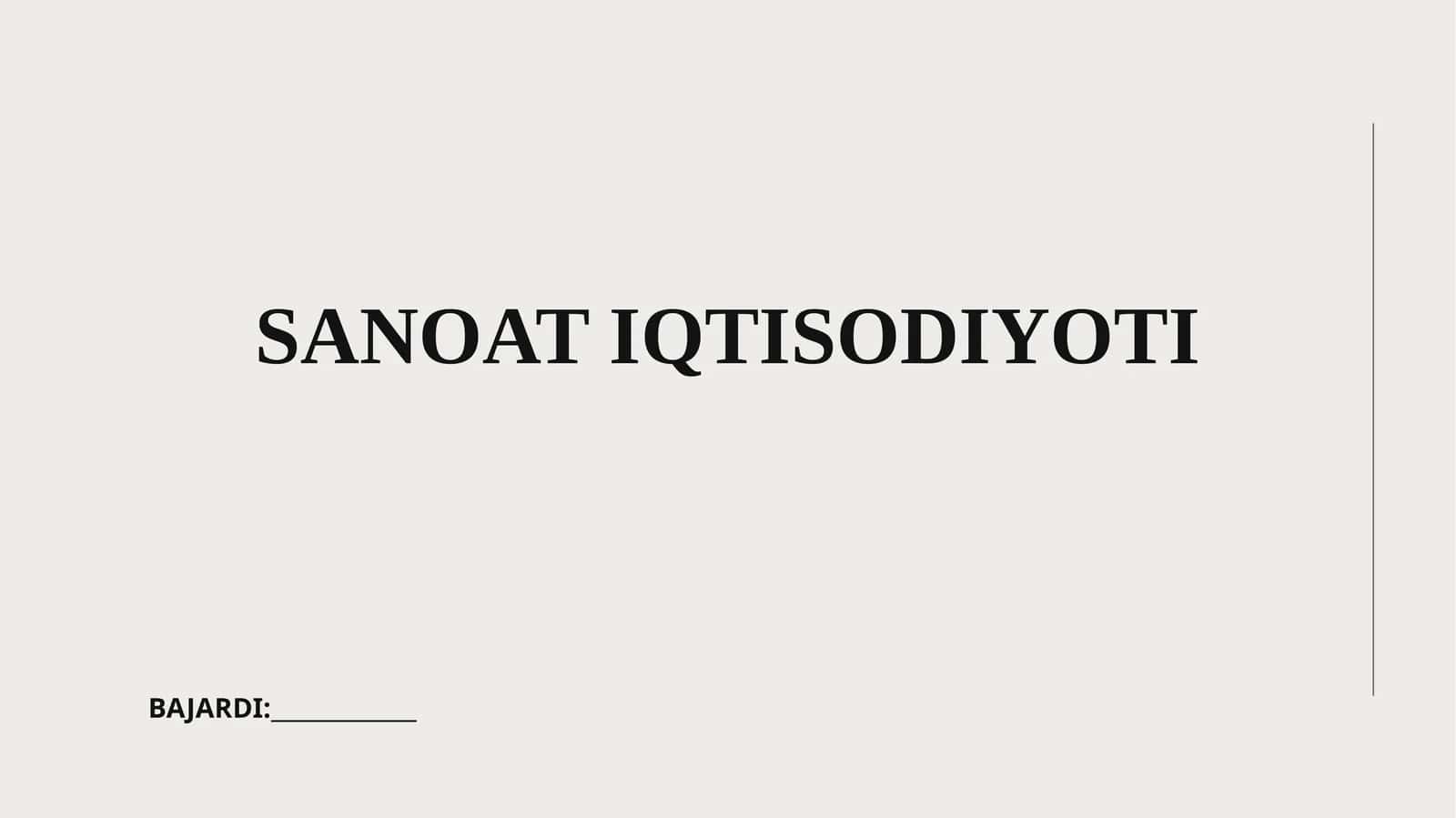 Sanoat Iqtisodiyoti