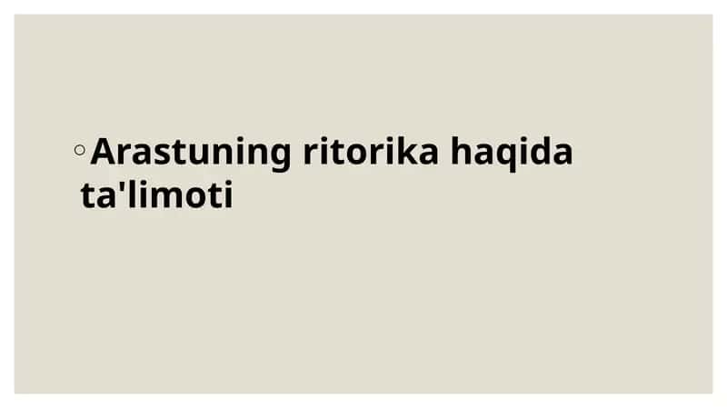 Arastuning ritorika haqida ta'limoti