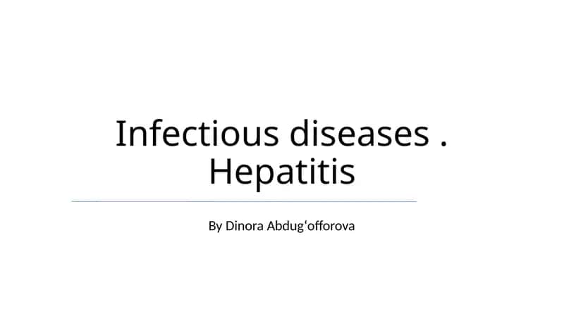 Infectious diseases. Hepatitis