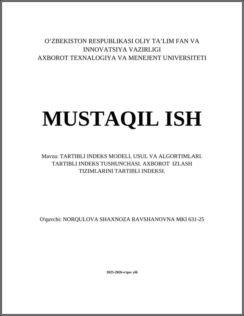 Tartibli indeks modellari