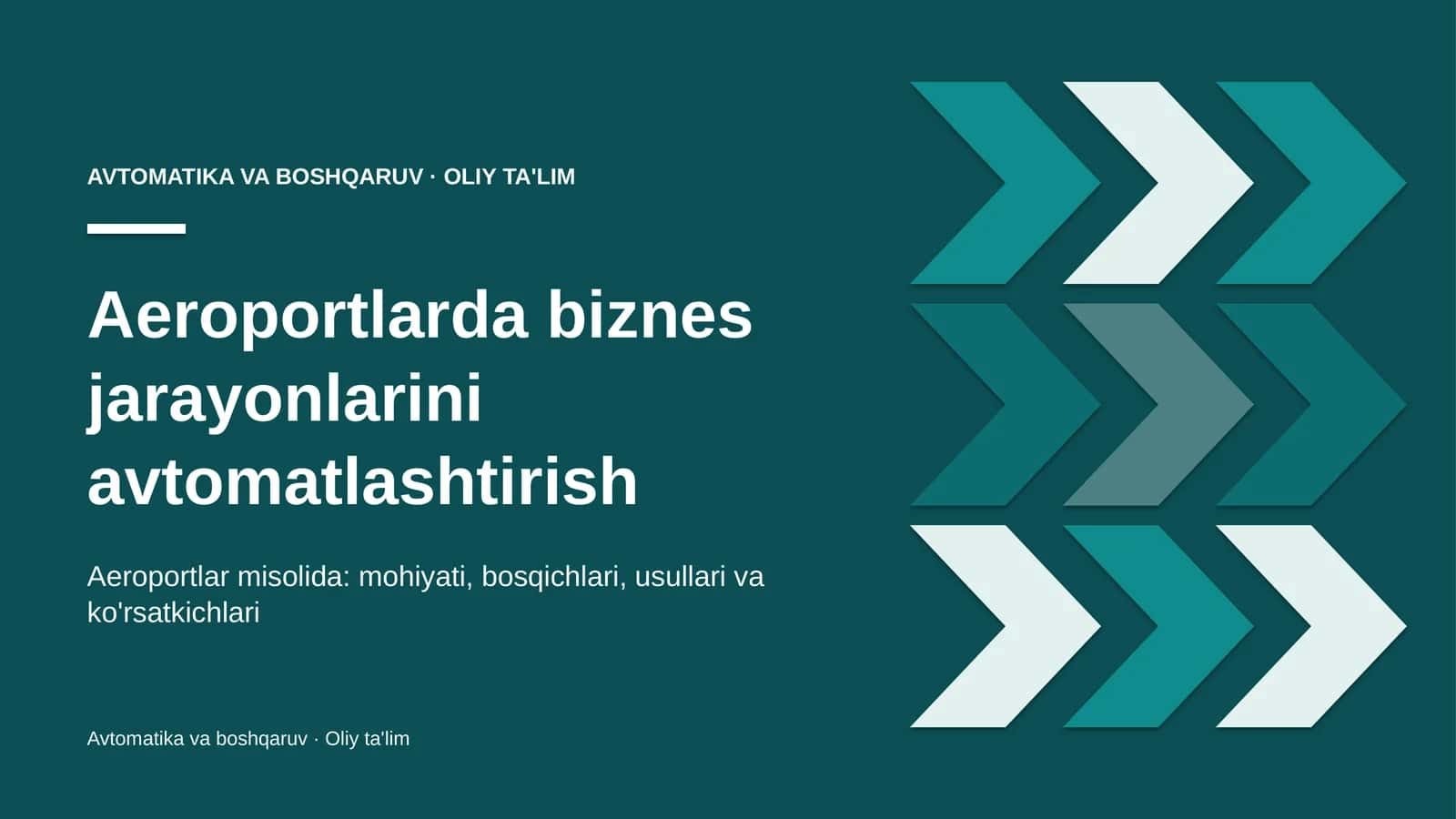 Aeroportlarda biznes jarayonlarini avtomatlashtirish