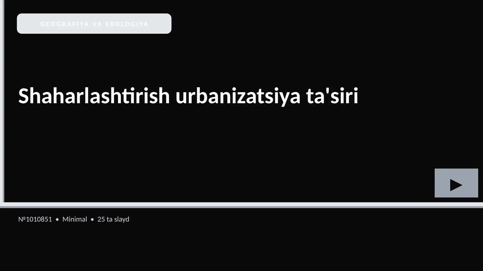 GEOGRAFIYA VA EKOLOGIYA