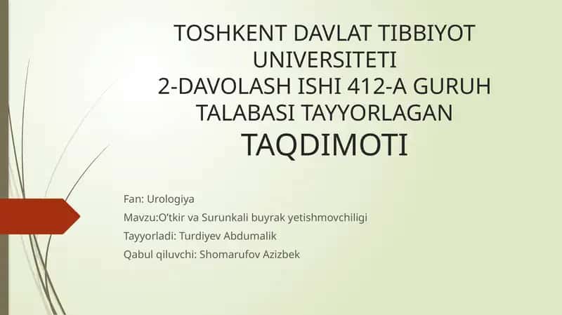 O’tkir va Surunkali Buyrak Yetishmovchiligi