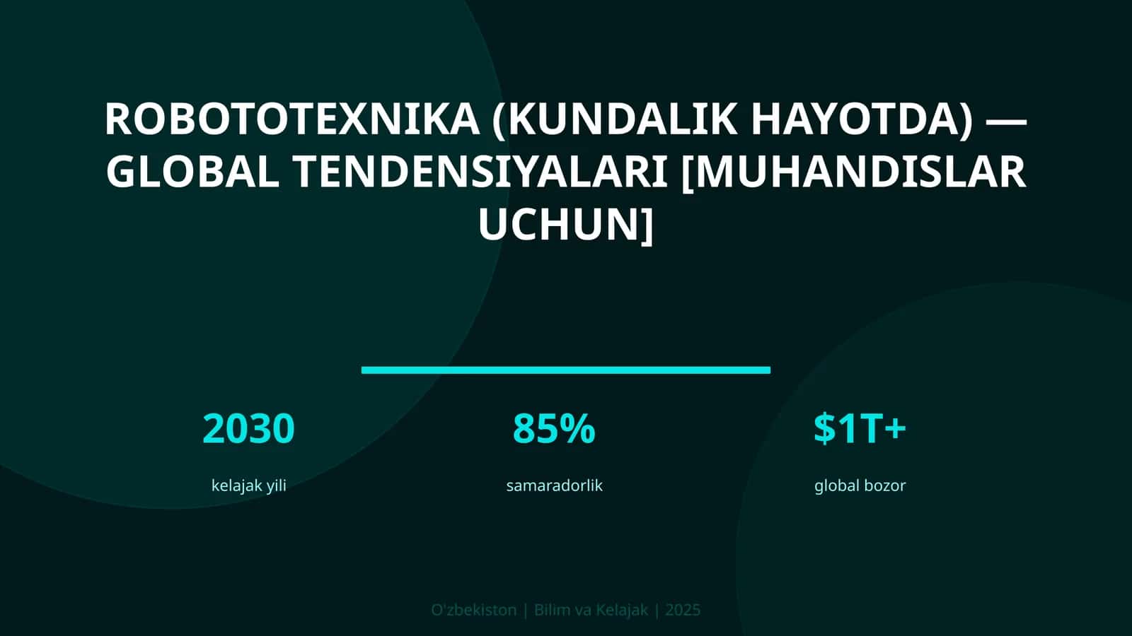ROBOTOTEXNIKA (KUNDALIK HAYOTDA) — GLOBAL TENDENSIYALARI [MUHANDISLAR UCHUN]