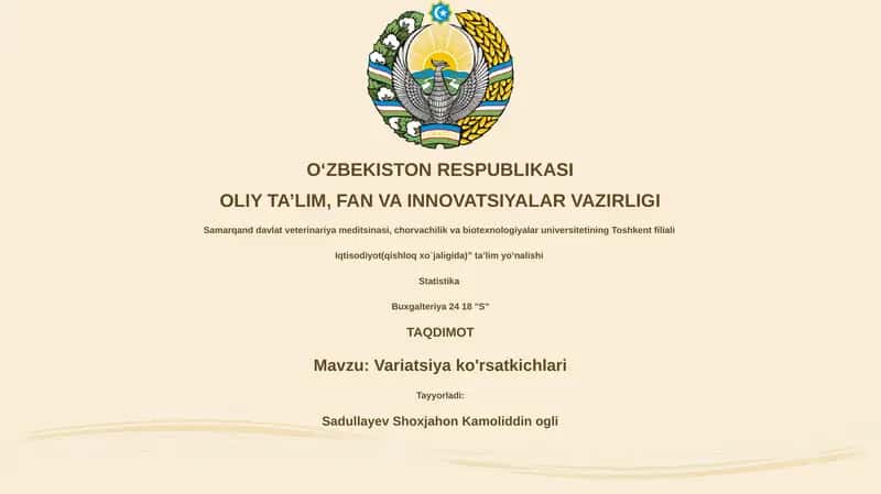 Variatsiya Ko'rsatkichlari