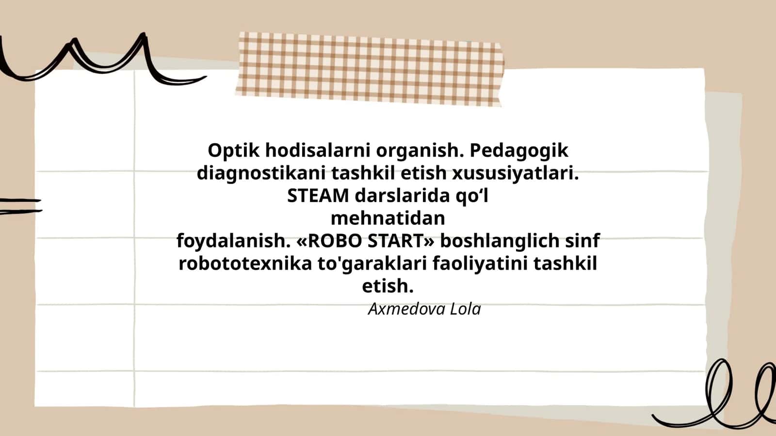 Optik hodisalarni organish. Pedagogik diagnostikani tashkil etish xususiyatlari