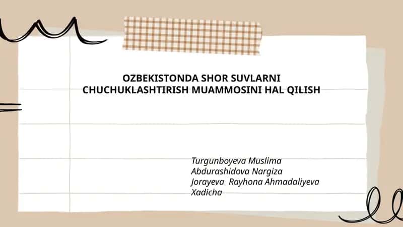 O'zbekistonda shor suvlarni chuchuklashtirish muammosini hal qilish