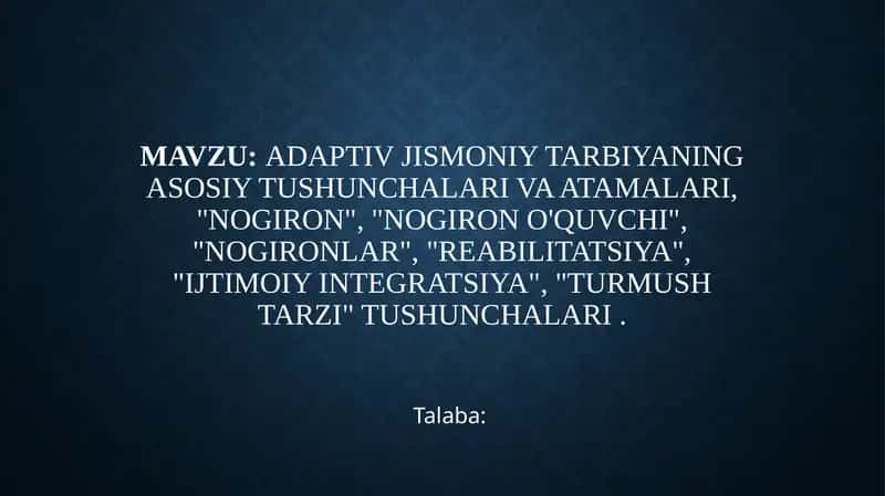 Adaptiv Jismoniy Tarbiya