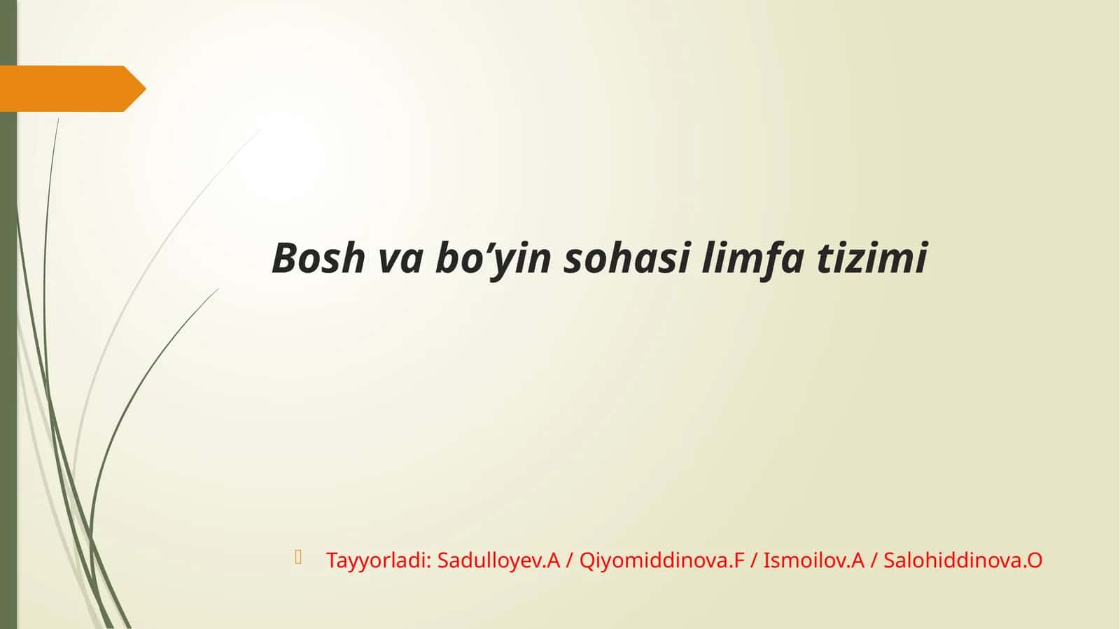Bosh va bo’yin sohasi limfa tizimi.