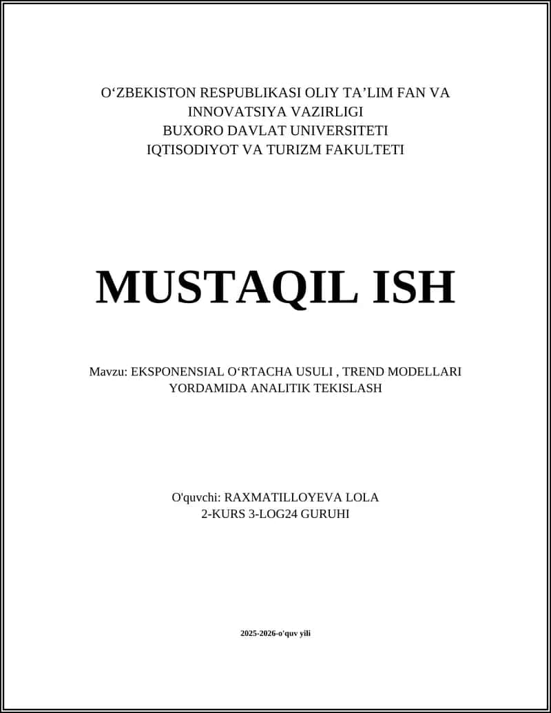 Eksponensial Oʻrtacha Usuli