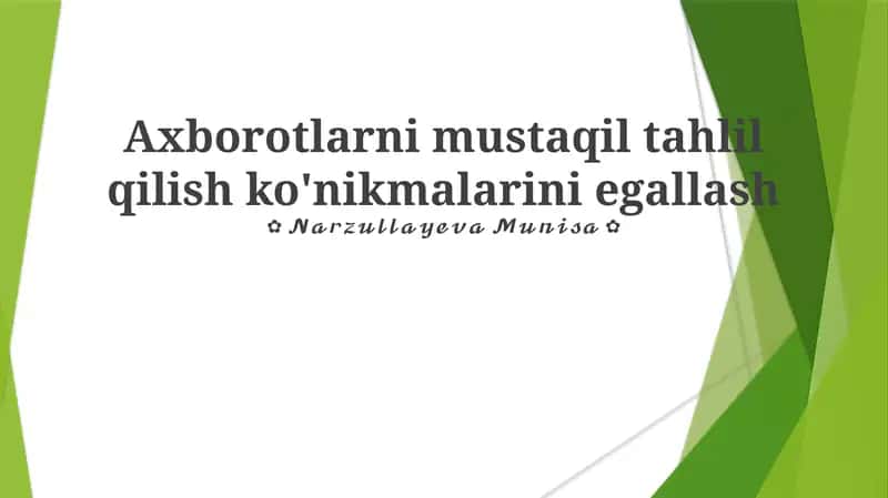 Mustaqil Tahlil Ko'nikmalarini Egallash