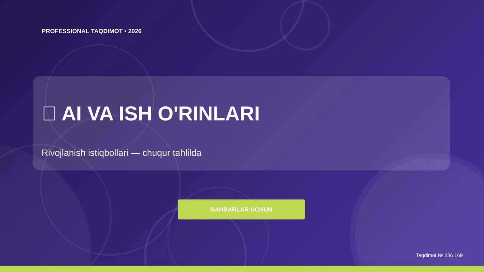 AI va ish o'rinlari: rivojlanish istiqbollari