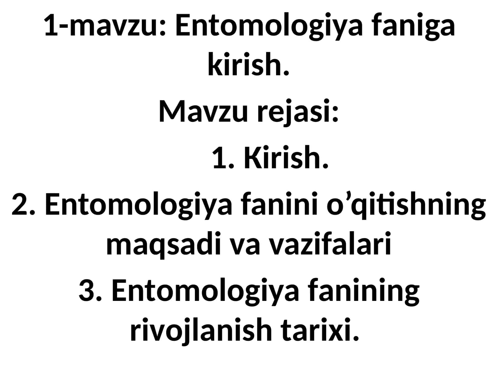 Entomologiya faniga kirish