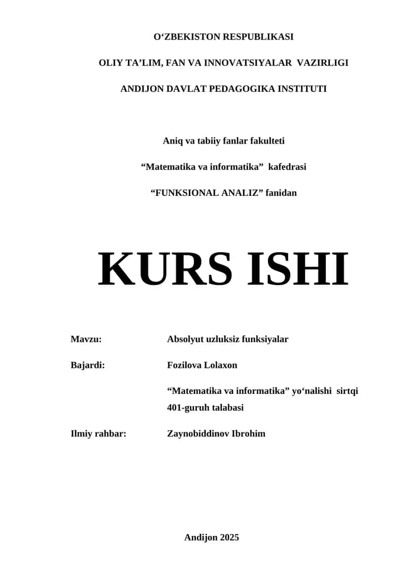 Absolyut uzluksiz funksiyalar