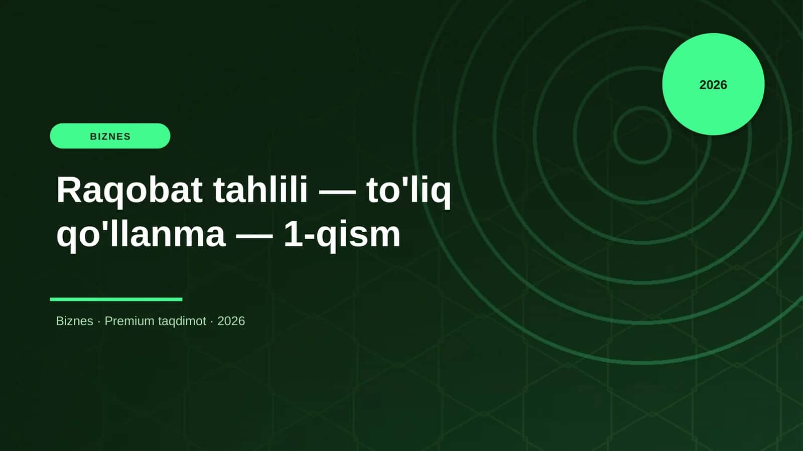 Raqobat tahlili — to'liq qo'llanma — 1-qism