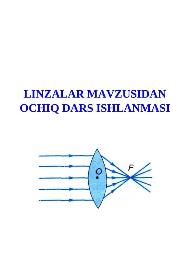 LINZALAR MAVZUSIDAN OCHIQ DARS ISHLANMASI