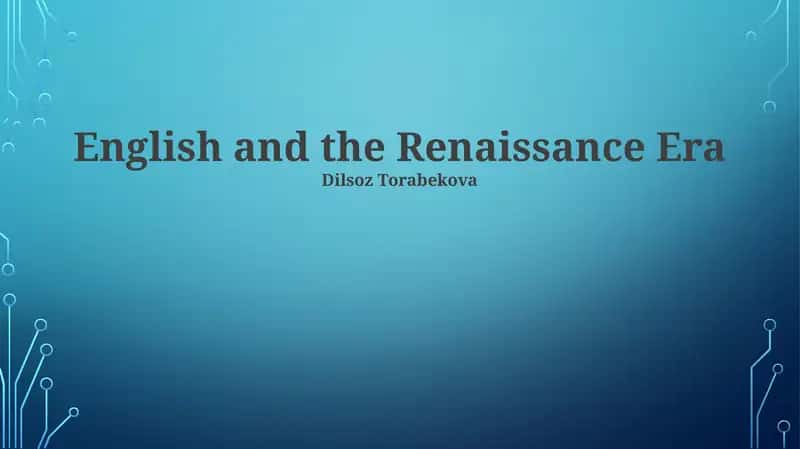 English and the Renaissance Era