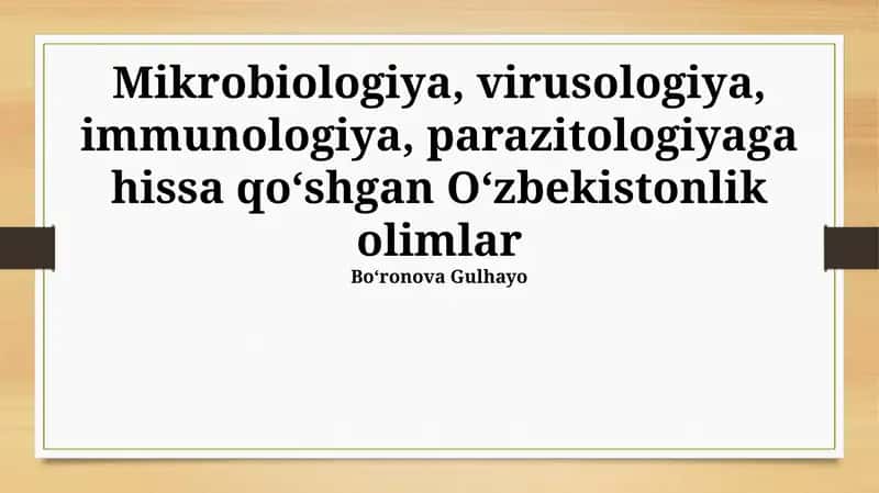 Parazitologiya bo'yicha tadqiqotlar