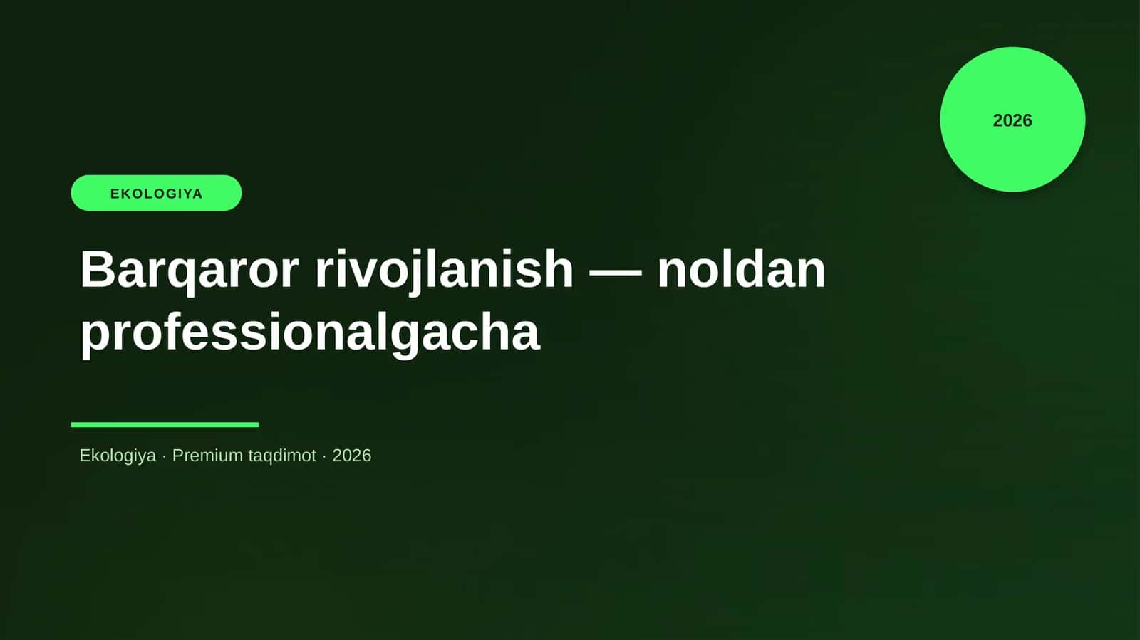 Barqaror rivojlanish — noldan professionalgacha