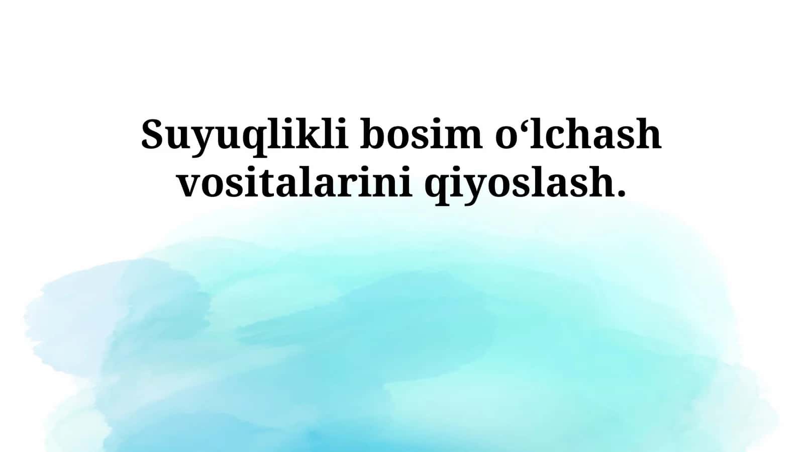 Suyuqlikli bosim o‘lchash vositalarini qiyoslash