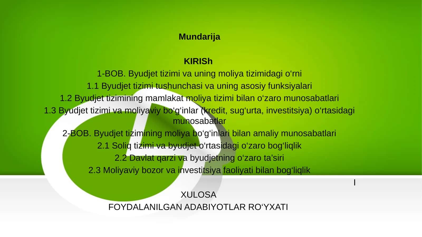 Byudjet tizimini malakatimiz tarixida tutgan o'rni 1