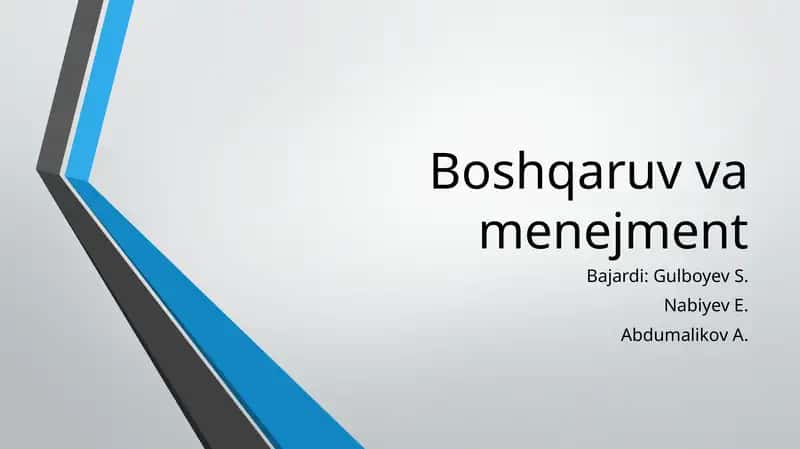 Boshqaruv va menejment