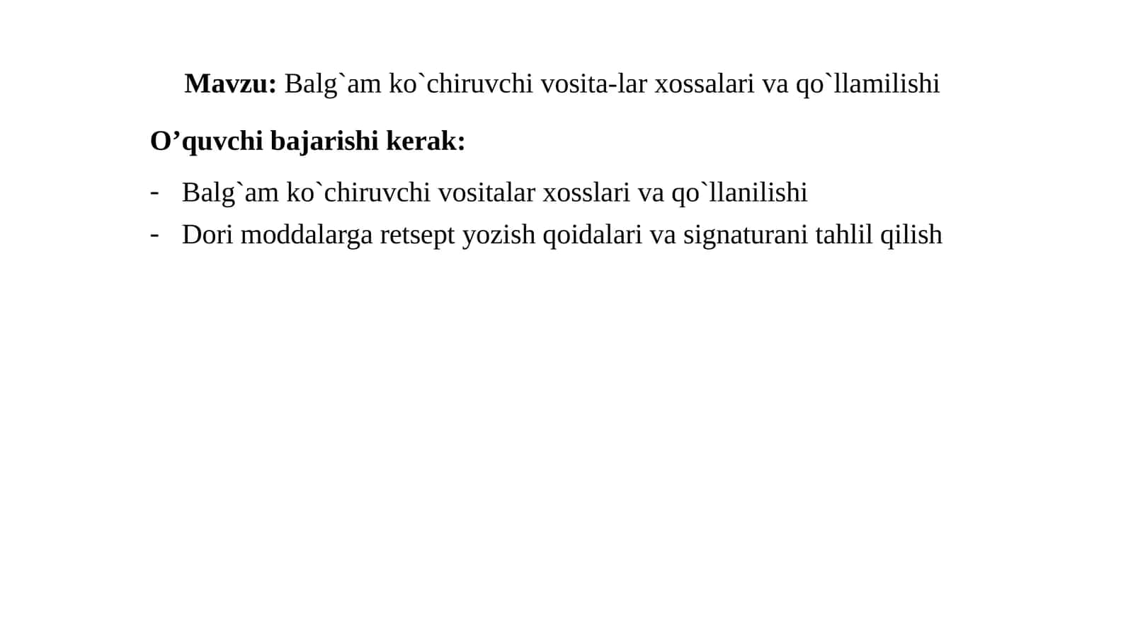 Balg`amko`chiruvchivosita-larxossalarivaqo`llamilishi