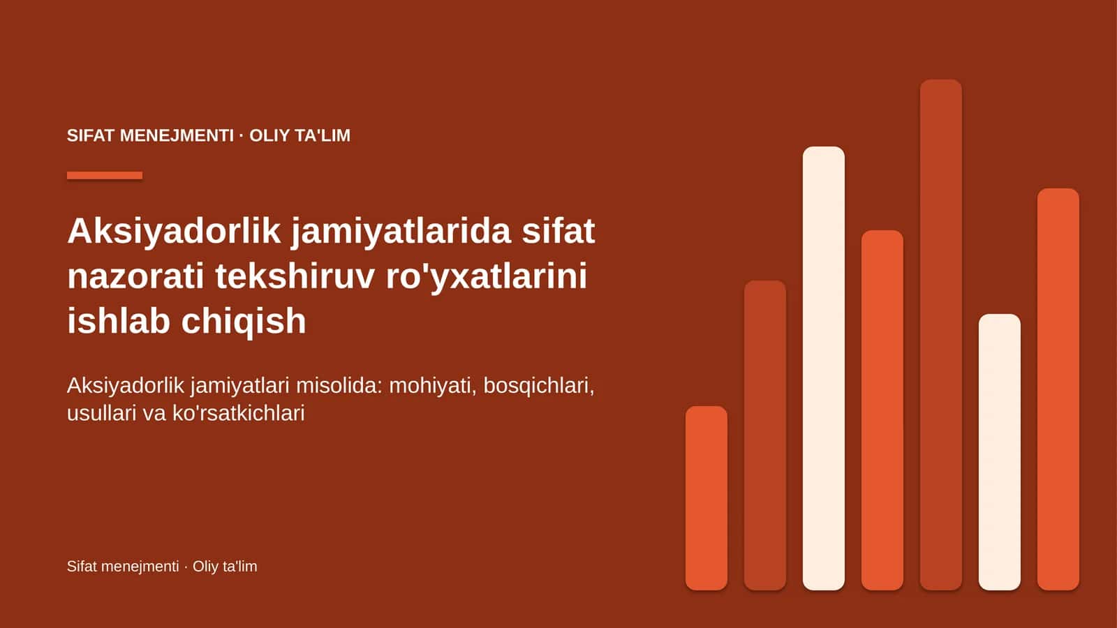aksiyadorlik jamiyatlarida sifat nazorati tekshiruv ro'yxatlarini ishlab chiqish 8392