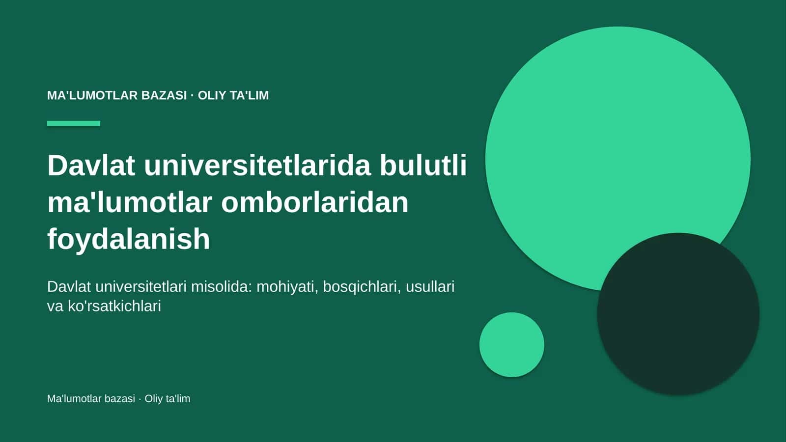 Bulutli ma'lumotlar omborlaridan foydalanish: mohiyati