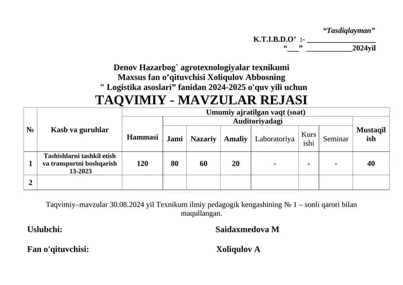 Logistika asoslari